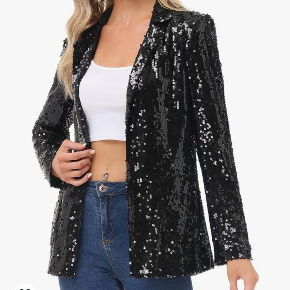 Kancy Kole black sequined blazer size L